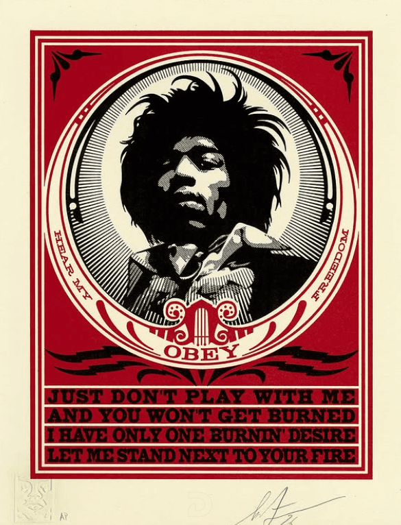 Jimi Hendrix Fire Letterpress